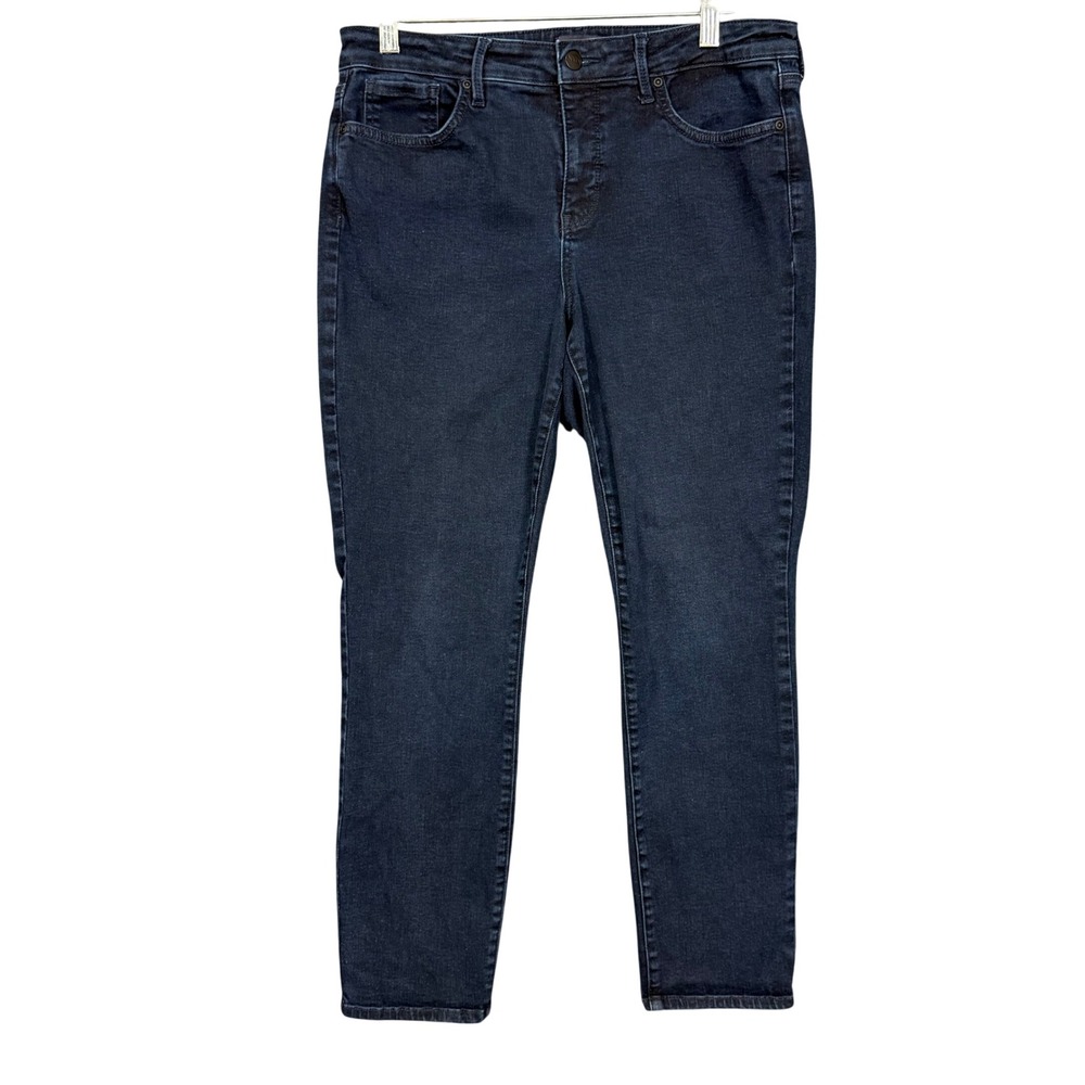 NYDJ Jeans Womens 12 Blue Skinny Ankle Dark Wash Lift Tuck Tech Stretch Denim